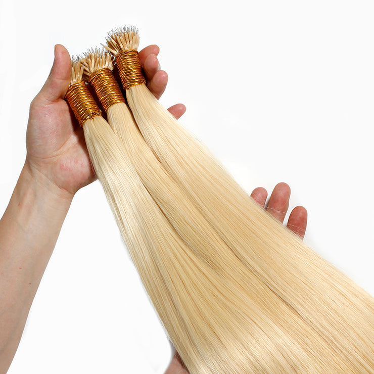 Premium Nano Straight Raw Keratin Hair Extensiones Blonde 