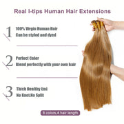 Color Brown #6 Raw Virgin Straight Itipss Human Hair Extensions 100g Capsule Keratin I Tips Natural Human Remy Hair Extensions