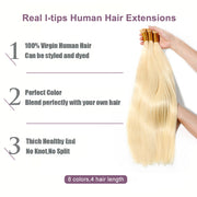 Premium Straight Raw Virgin Keratin Itips Hair Extensiones Blonde #613 100% Human Remy I-Tips Natural Hair Extensions
