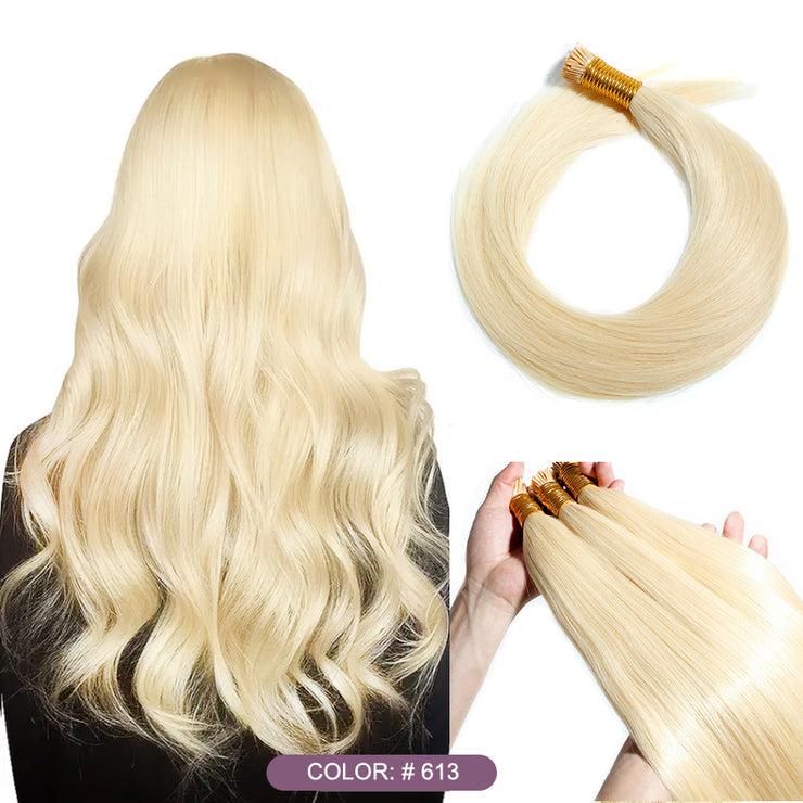 Premium Straight Raw Virgin Keratin Itips Hair Extensiones Blonde 