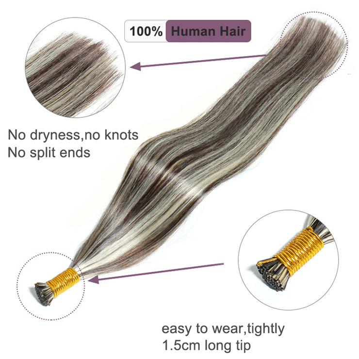 Piano Color 2/613 100% Raw Virgin Straight ITIPs Human Hair Extensions 100g Capsule Keratin I Tips Natural Human Remy Hair Extensions