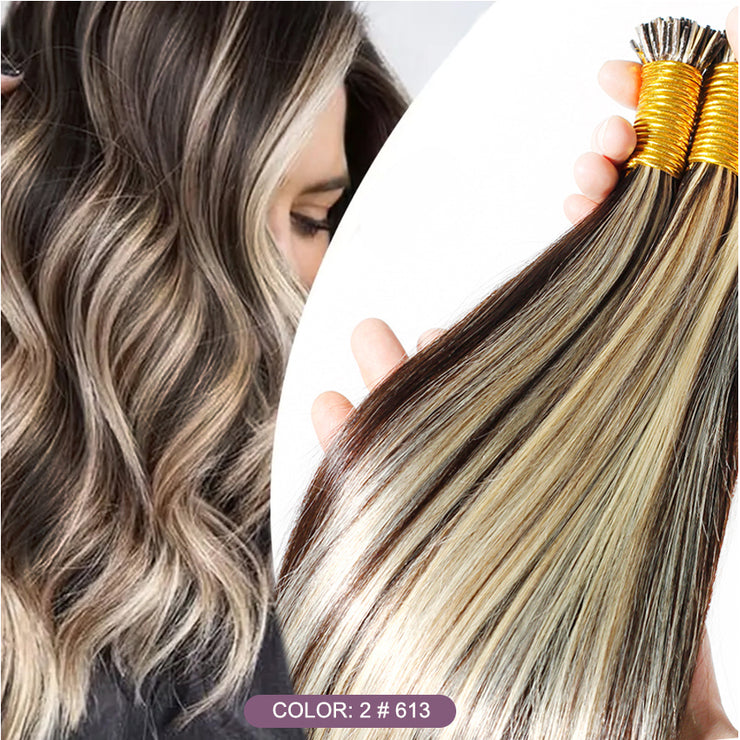 Piano Color 2/613 100% Raw Virgin Straight ITIPs Human Hair Extensions 100g Capsule Keratin I Tips Natural Human Remy Hair Extensions