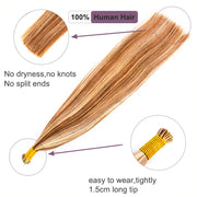 Piano Color 4/613 100% Raw Virgin Straight ITIPs Human Hair Extensions 100g Capsule Keratin I Tips Natural Human Remy Hair