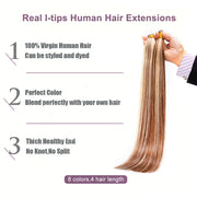Piano Color 4/613 100% Raw Virgin Straight ITIPs Human Hair Extensions 100g Capsule Keratin I Tips Natural Human Remy Hair