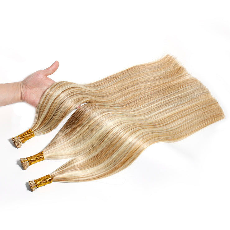Piano Color P8/613 100% Raw Virgin Straight ITIPs Human Hair Extensions 100g Capsule Keratin I Tips Natural Human Remy Hair Extensions