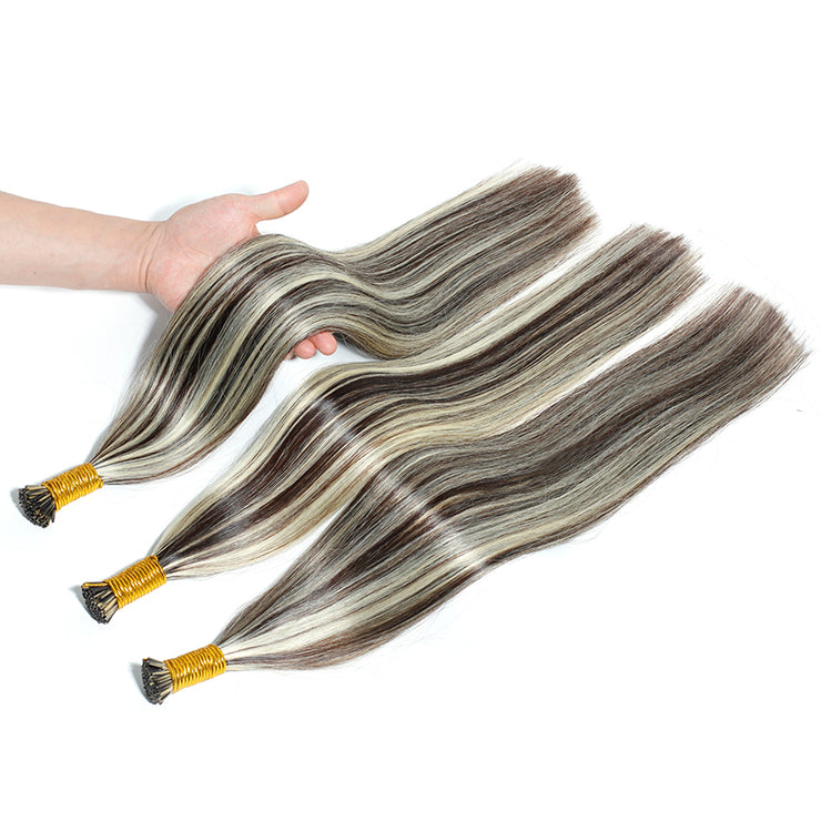 Piano Color 2/613 100% Raw Virgin Straight ITIPs Human Hair Extensions 100g Capsule Keratin I Tips Natural Human Remy Hair Extensions
