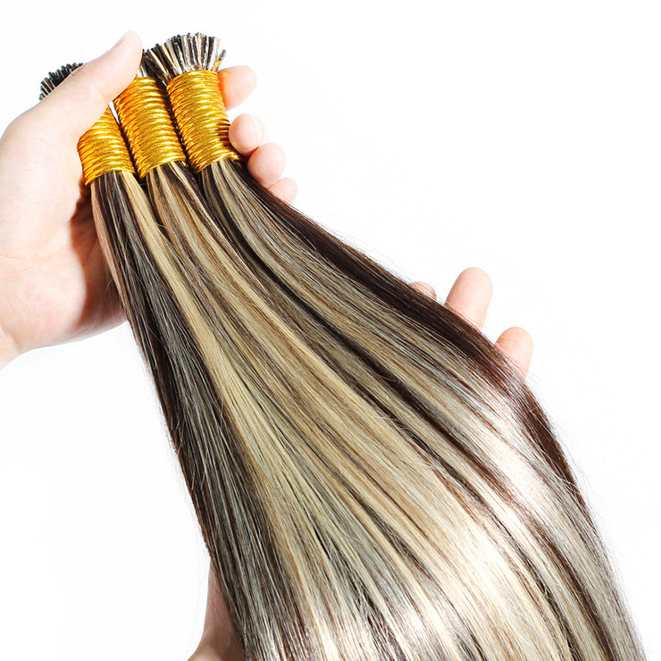 Piano Color 2/613 100% Raw Virgin Straight ITIPs Human Hair Extensions 100g Capsule Keratin I Tips Natural Human Remy Hair Extensions