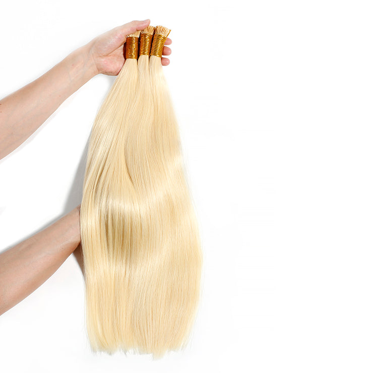 Premium Straight Raw Virgin Keratin Itips Hair Extensiones Blonde 