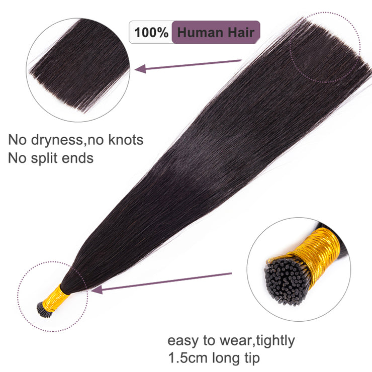 Premium Natural Color Straight Itips 100% Human Hair Extensions 100g Capsule Keratin Raw Virgin Human Remy Hair Extensions
