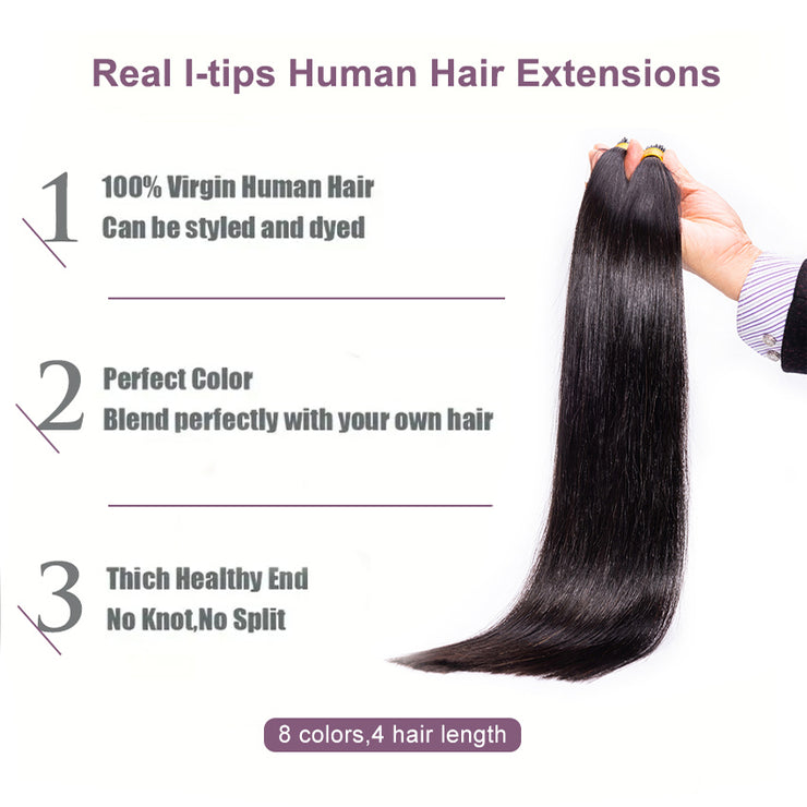 Premium Natural Color Straight Itips 100% Human Hair Extensions 100g Capsule Keratin Raw Virgin Human Remy Hair Extensions