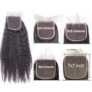 9A 4X4 5X5 6X6 Transparent/ Medium Brown  Kinky Straight Closure 8-22 inch Virgin Human Hair Swiss Lace