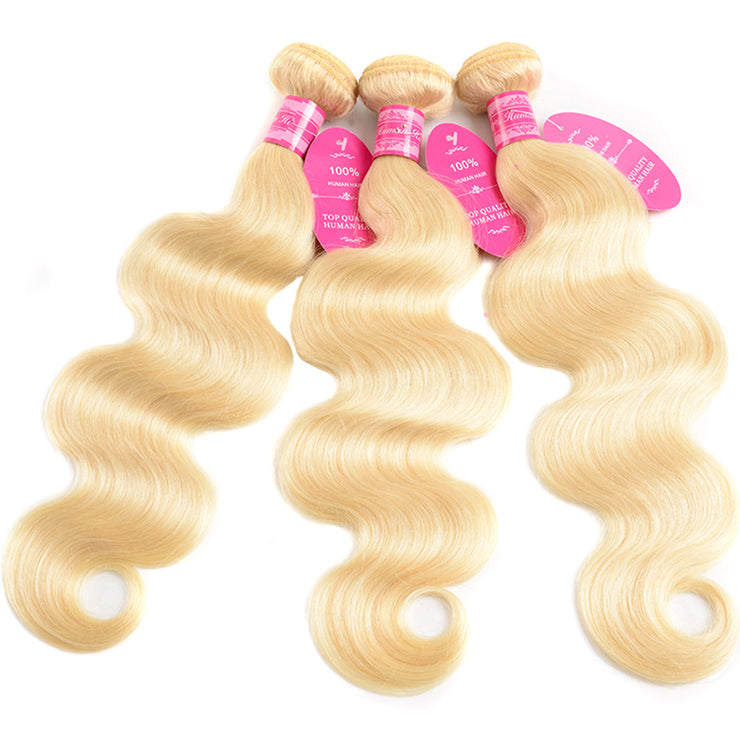 9A Body Wave Virgin Hair Extensions 4 Bundles Human Hair Blonde Color  Wiyisa