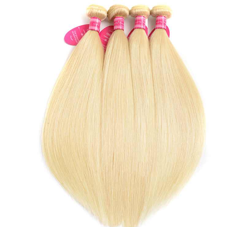 9A Straight Virgin Hair Extensions 4 Bundles Human Hair Blonde Color  Wiyisa