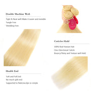 9A Straight Hair 613 Blonde Virgin Hair 3 Bundles With 4*4 Lace Closure Medium Brown/Transparent/HD Lace