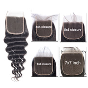 9A 4X4 5X5 6X6 Transparent/ Medium Brown  Lace Closure Loose Deep Wave Closure 8-22 inch Virgin Human Hair Swiss Lace