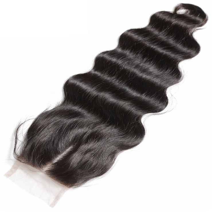 9A 4X4 5X5 6X6 Transparent/ Medium Brown Body Wave Lace Closure 8-22 inch Virgin Human Hair Swiss Lace