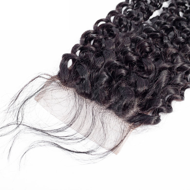 9A 4X4 5X5 6X6 Transparent/ Medium Brown  Lace Kinky Curly Closure 8-22 inch Virgin Human Hair Swiss Lace