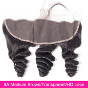 9A 13*4 Loose Wave Lace Frontal Medium Brown/Transparent/HD lace Pre Plucked Wiyisa