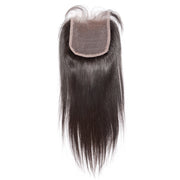 11A Straight Raw Virgin Hair 3 Bundles With 4*4 Or 5*5 Lace Closure Medium Brown/Transparent/HD
