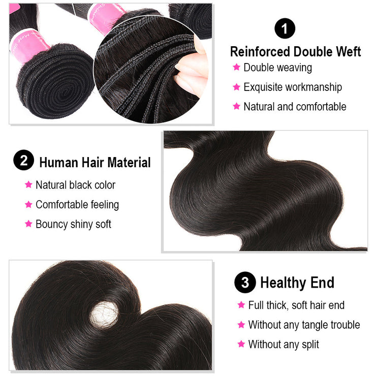 9A Brazilian Body Wave 4 Bundles Human Hair Extensions Natural Black 4 pieces/400g/lot Virgin Hair Weft Wiyisa