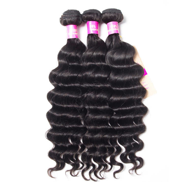 9A Virgin hair 4 bundles Loose Deep with 4*4 closure human hair natural color Wiyisa