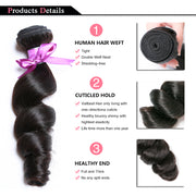9A Virgin hair 4 bundles Loose Wave with 4*4 closure human hair natural color Wiyisa