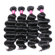9A Brazilian Loose Deep 4 Bundles Human Hair Extensions Natural Black 4 pieces/400g/lot Virgin Hair Weft Wiyisa