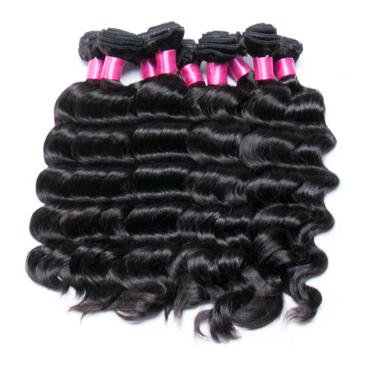 9A Brazilian Loose Deep 4 Bundles Human Hair Extensions Natural Black 4 pieces/400g/lot Virgin Hair Weft Wiyisa