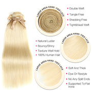 11A Straight 613 Blonde Raw Virgin Hair 3 Bundles With 4*4 Lace Closure Medium Brown/Transparent/HD