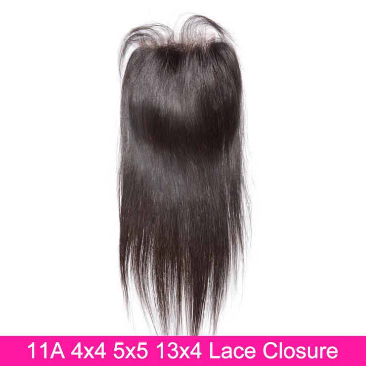 11A 4*4 5*5 13*4 Straight Raw Virgin Hair Lace Closure Frontal Medium Brown/Transparent/HD Lace